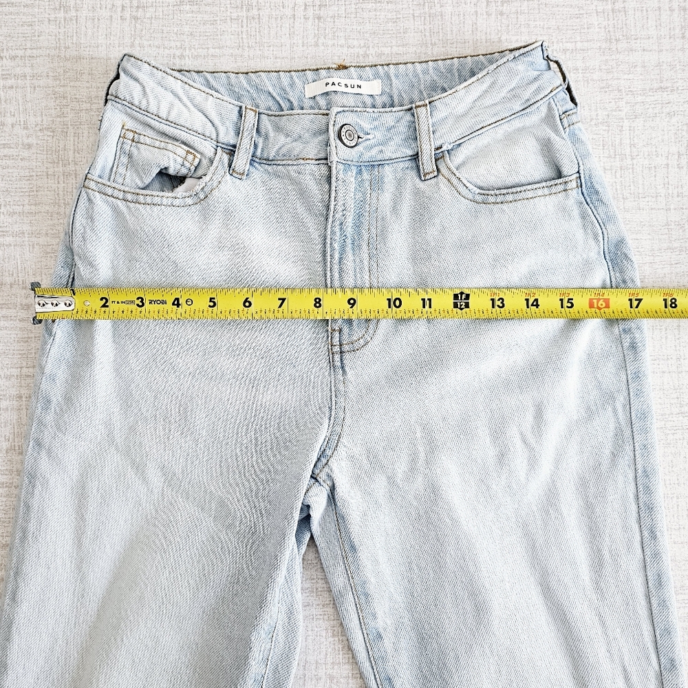 Pacsun Mom Light Blue Jeans High Waist 100% Cotton SZ 25 - Picture 10 of 12